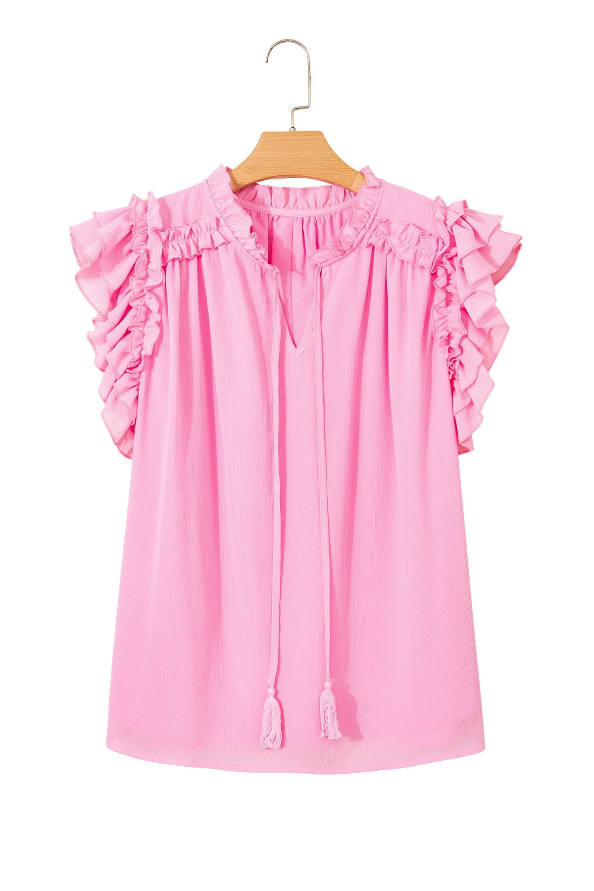 Pink Prairie Ruffle Tassel Blouse