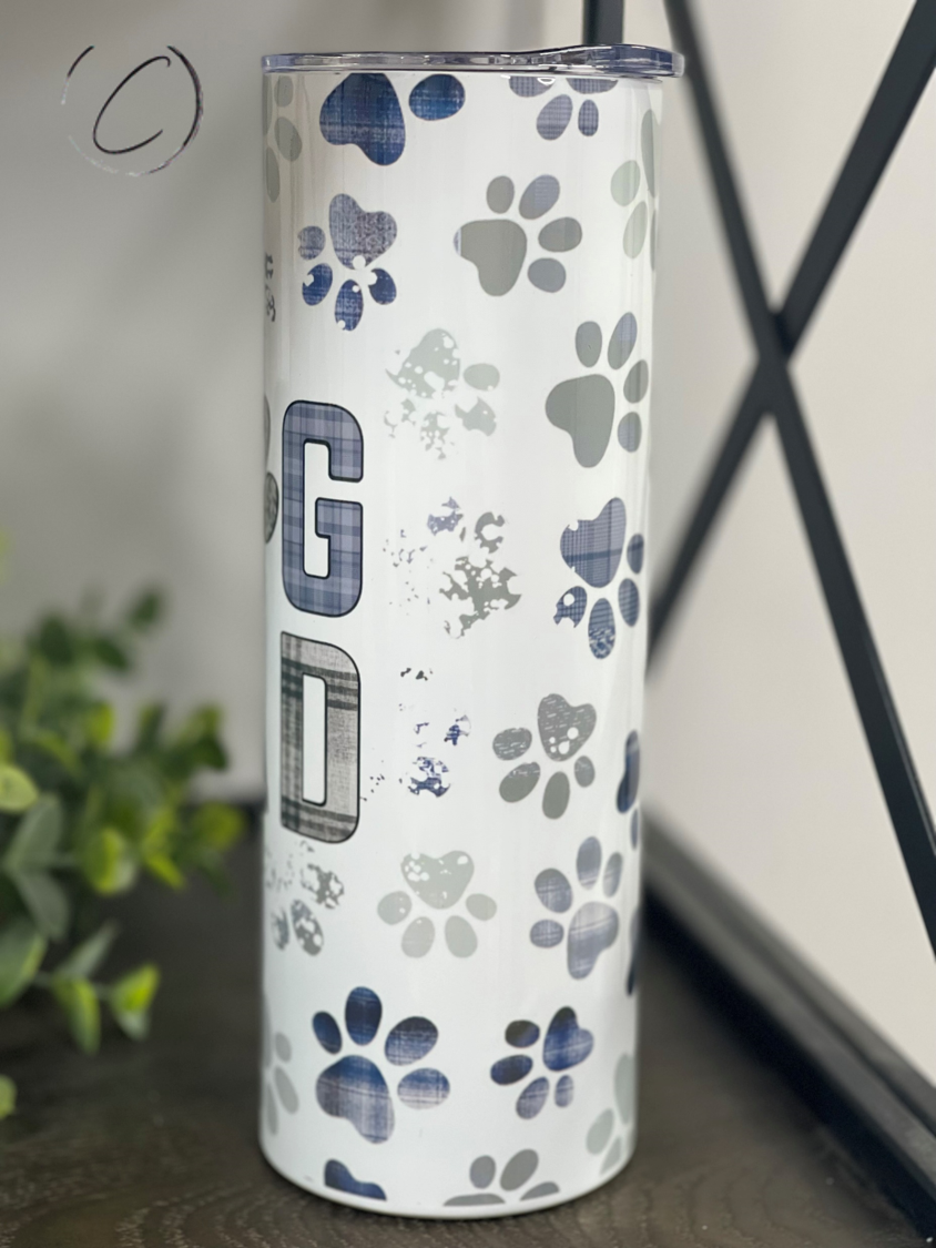 Dog Dad Paw Print 20oz Skinny Tumbler
