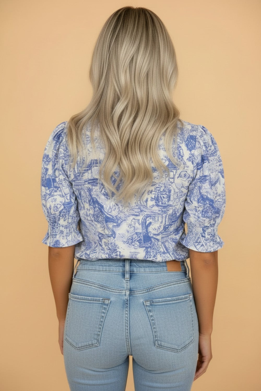 The Blue Willow Puff Sleeve Blouse