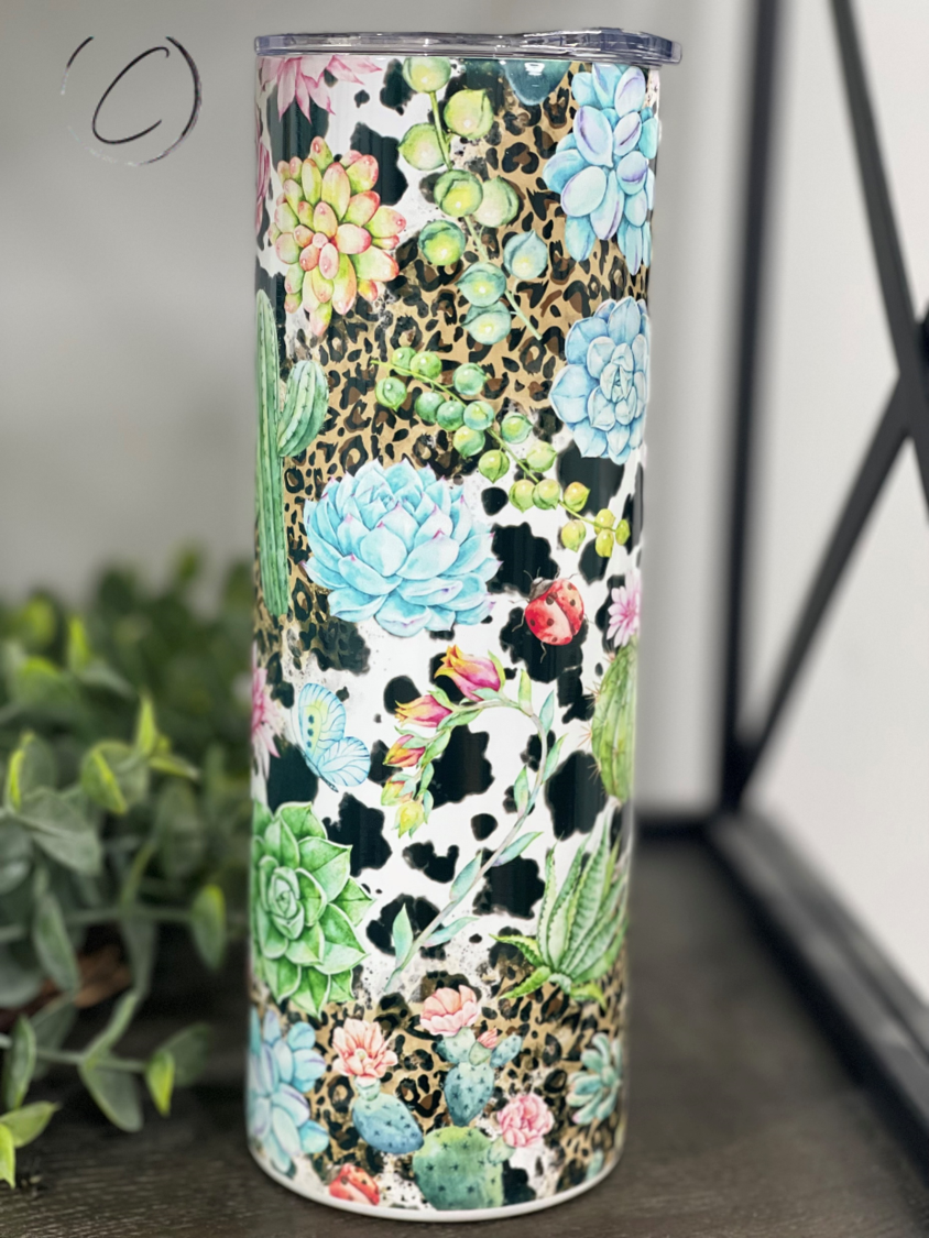 Succulent Desert Skinny Tumbler | 20oz Western Botanical Cup