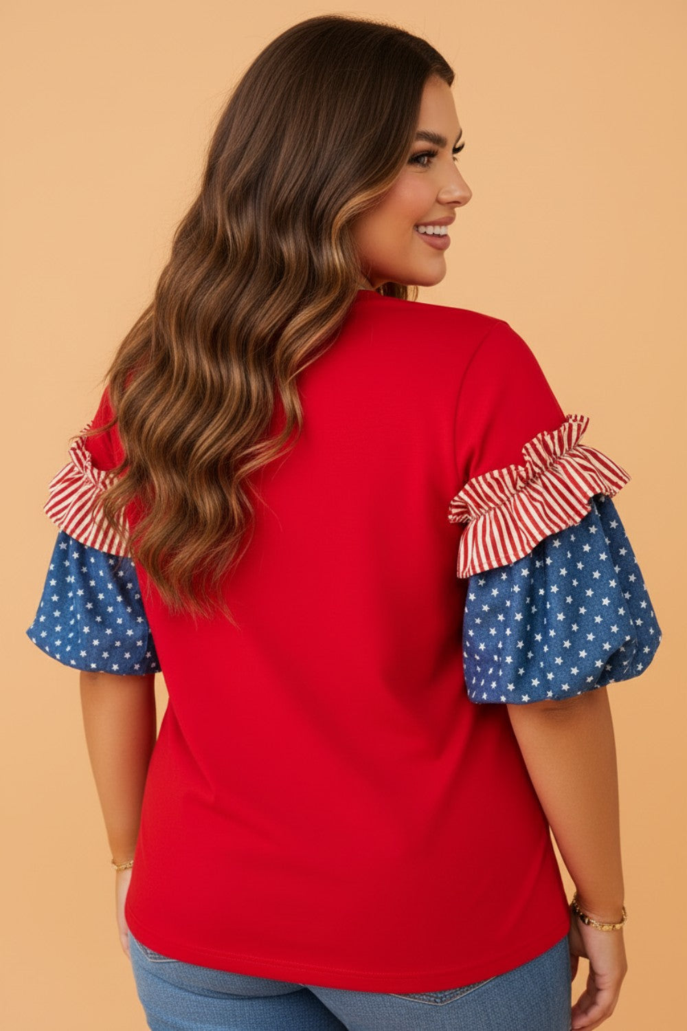 Stars & Stripes Ruffle Sleeve Top