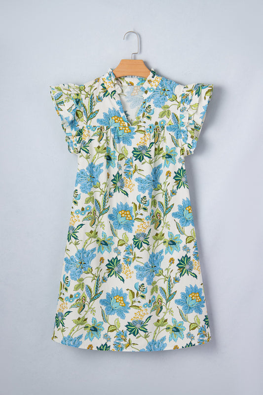 The Meadow Belle Floral Ruffle Mini Dress
