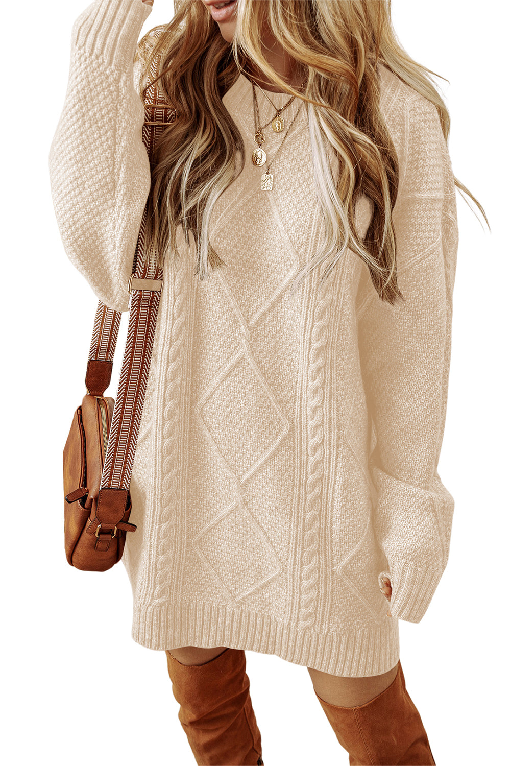 Sagebrush Cable Knit Sweater Dress