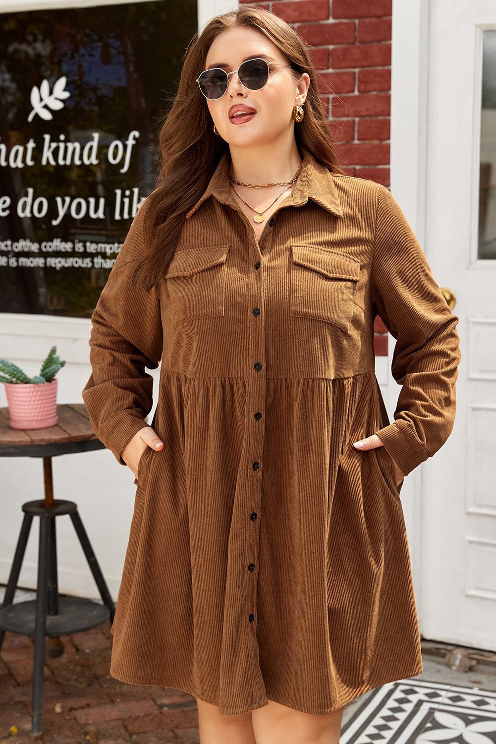 Saddlewood Corduroy Shirt Dress
