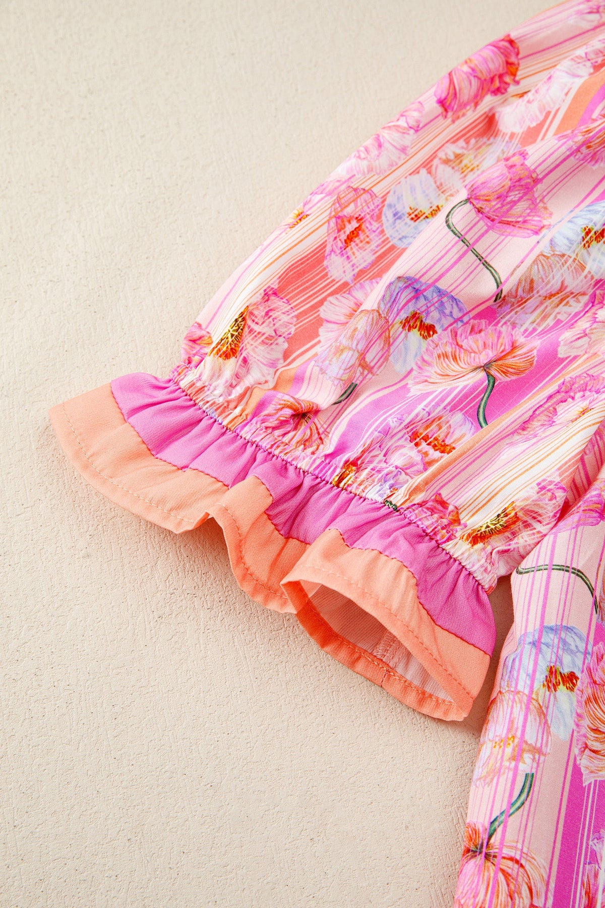 Pink Poppy Stripe V-Neck Blouse