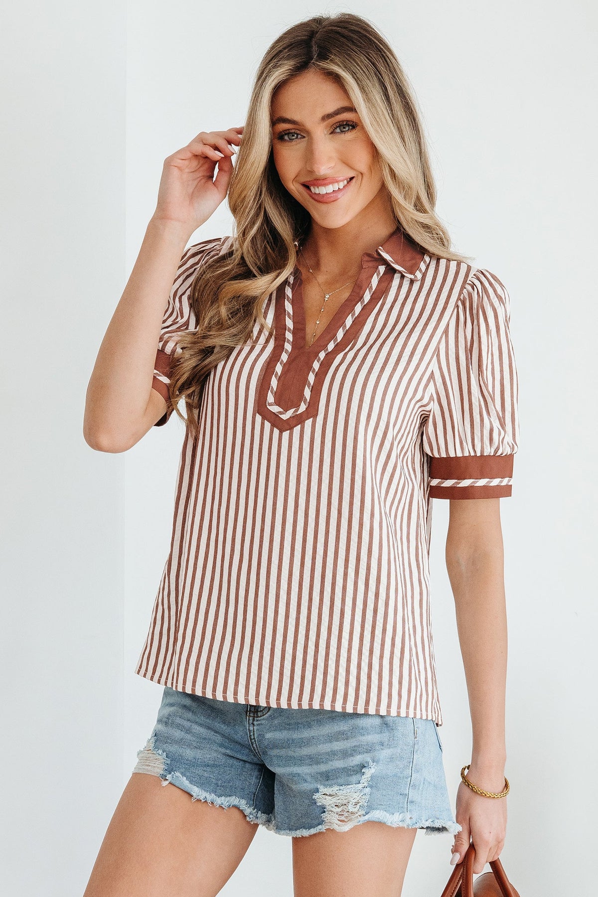 Canyon Stripe Collared Blouse