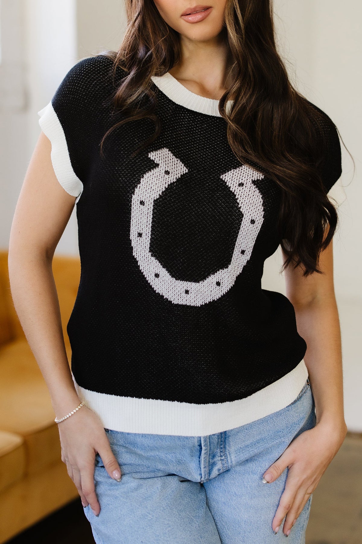 Lucky Horseshoe Knit Top
