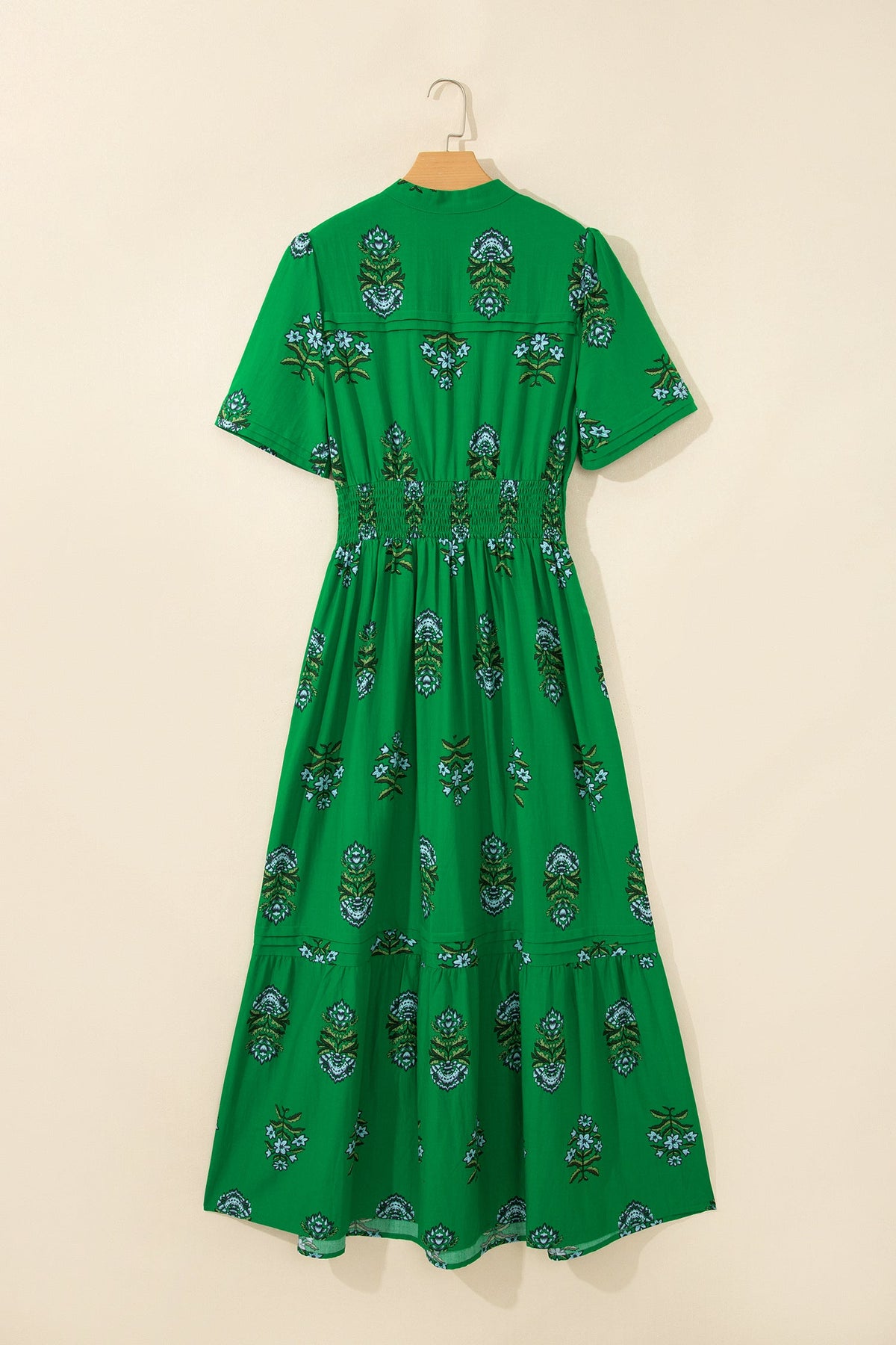 Emerald Wildflower Smocked Maxi Dress