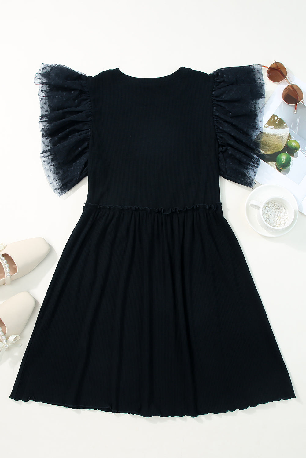 Midnight Belle Ruffle Sleeve Dress