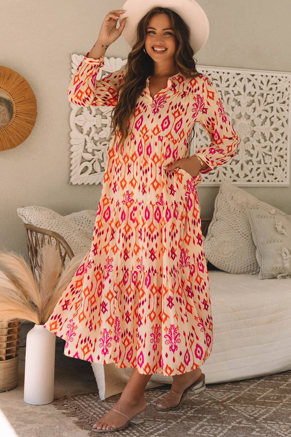 Desert Bloom Geometric Western Maxi Dress