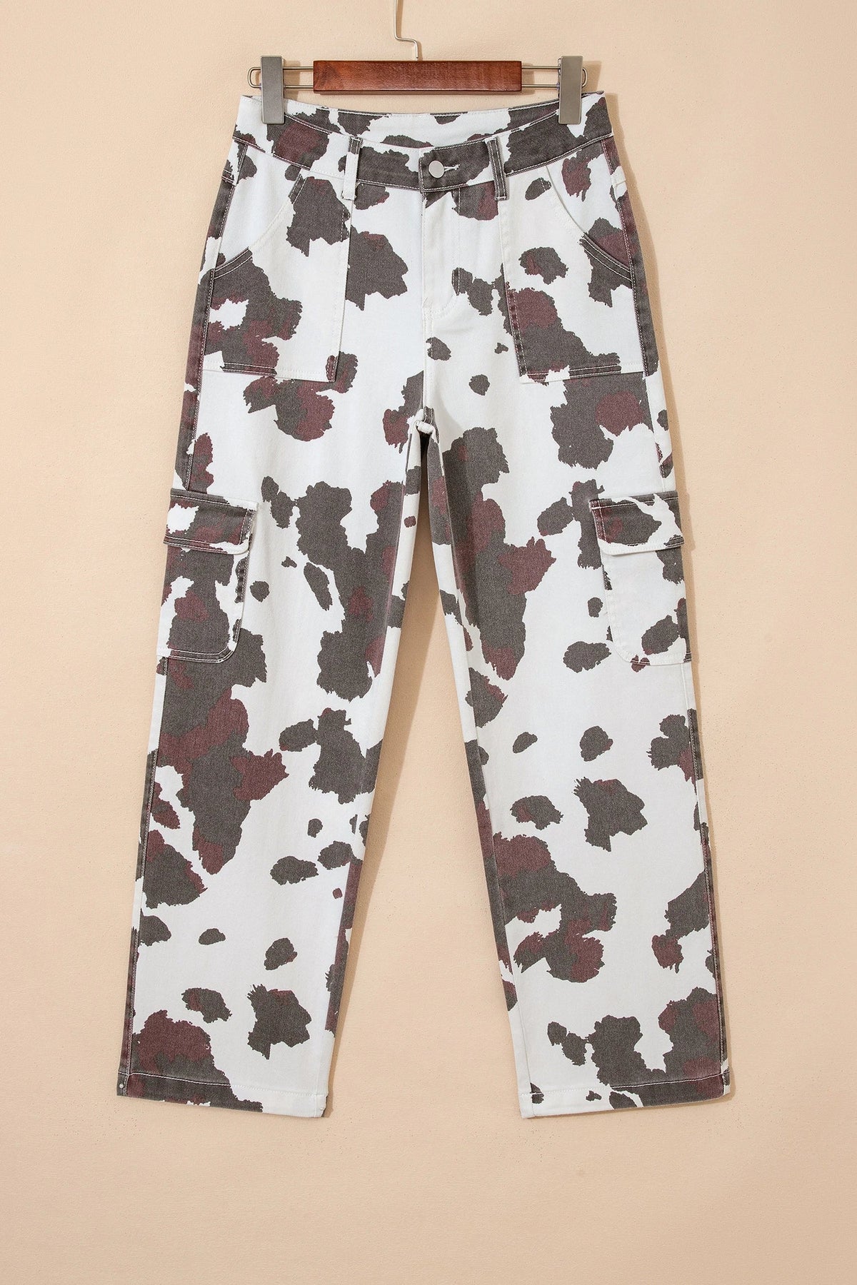 Wild Range Cow Print Straight Leg Jeans