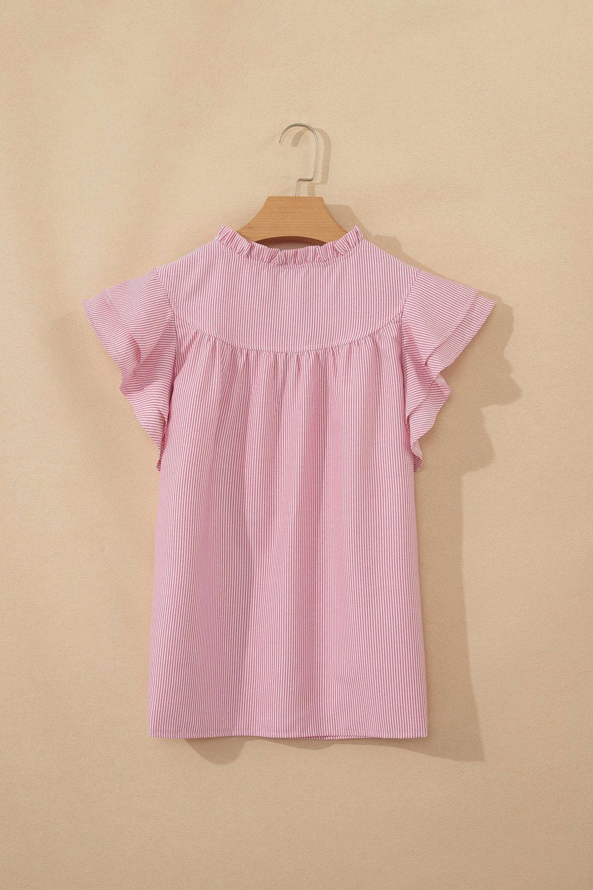 Rosewood Stripe Ruffle Sleeve Blouse