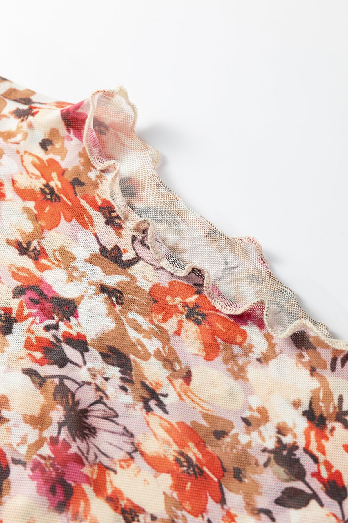 Autumn Bloom Sheer Mesh Top