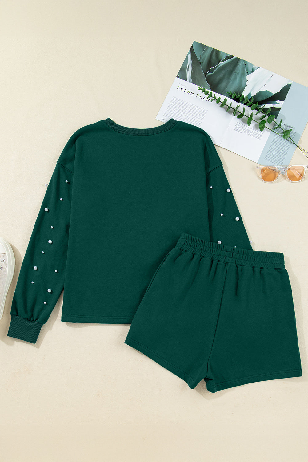 Emerald Pearl Embellished Sweater Set