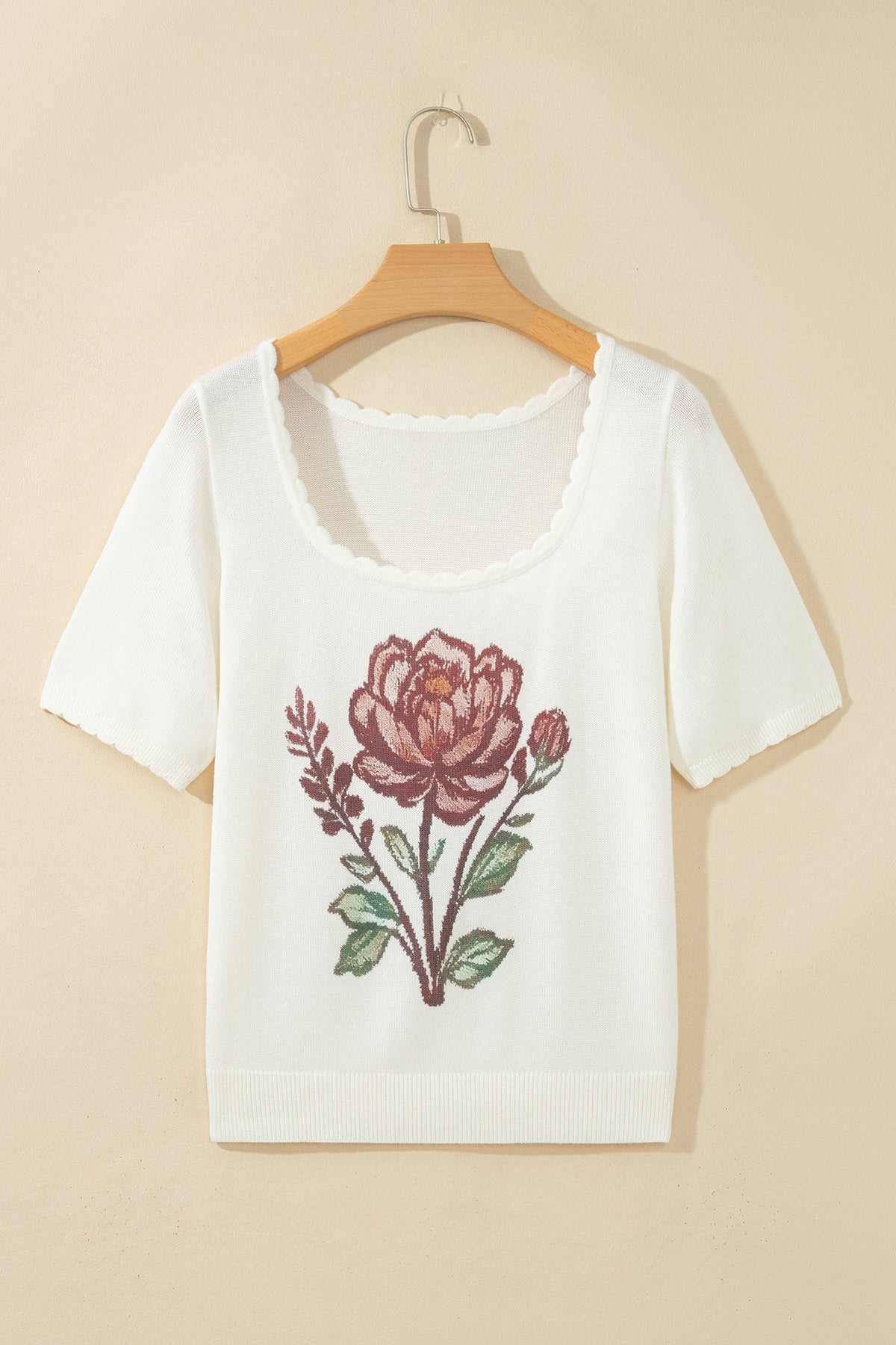 Prairie Rose Scalloped Knit Top