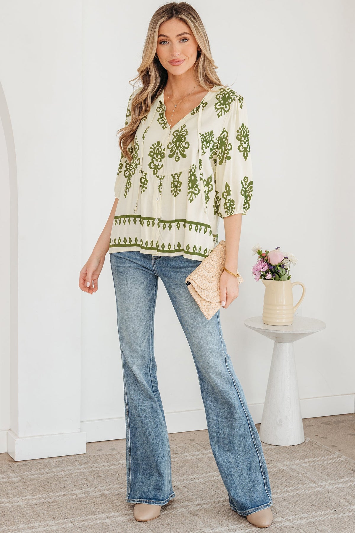 Sagebrush Bloom Puff Sleeve Blouse
