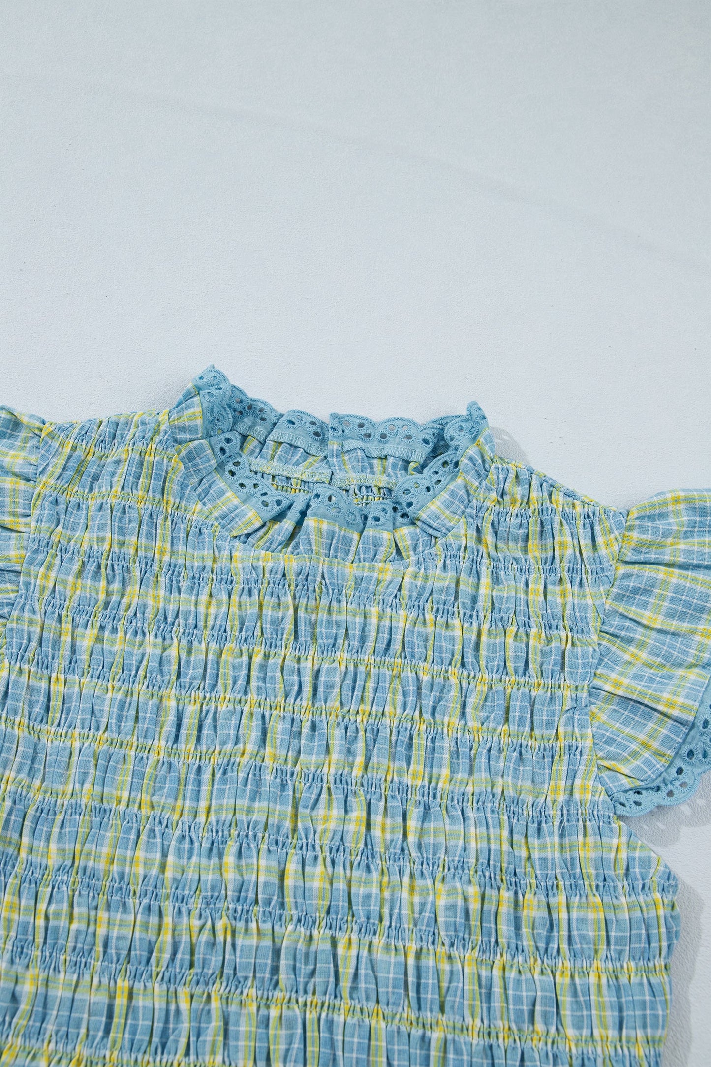 Bluebell Plaid Ruffle Top