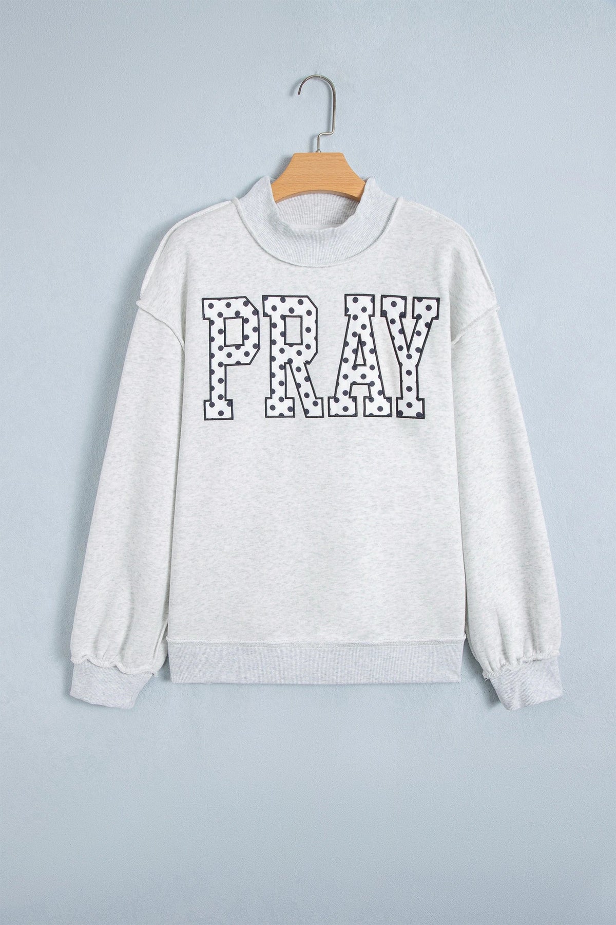 Pray Embroidered Polka Dot Crewneck Sweatshirt