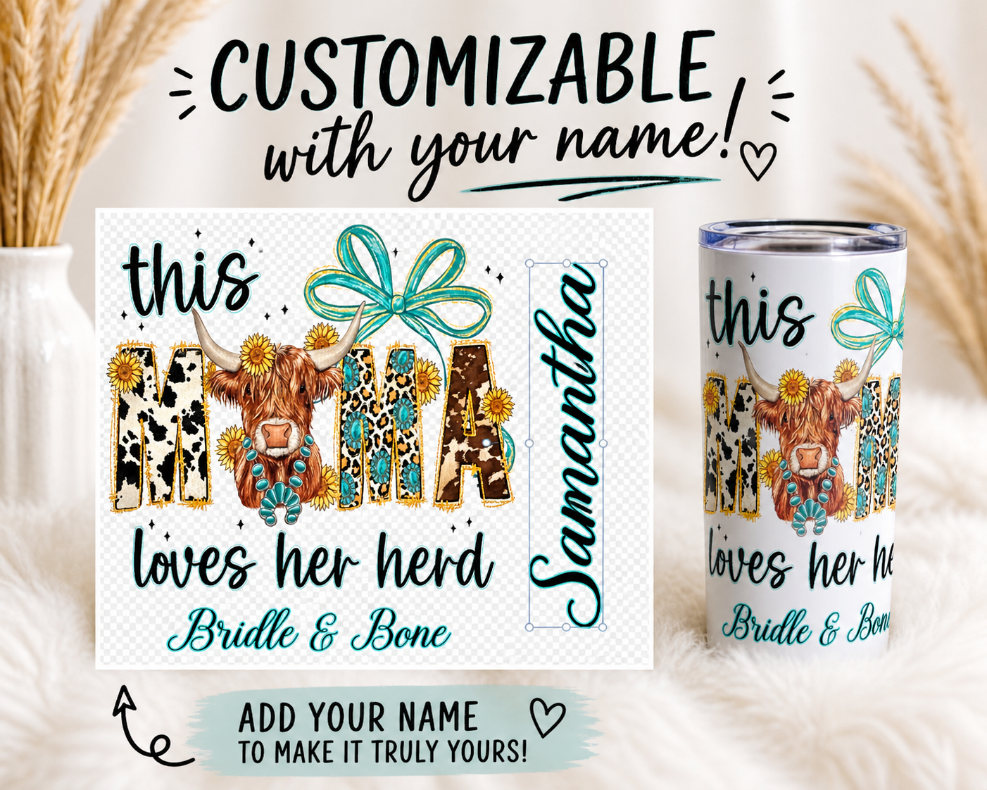 Custom Highland Cow “Mama” Tumbler