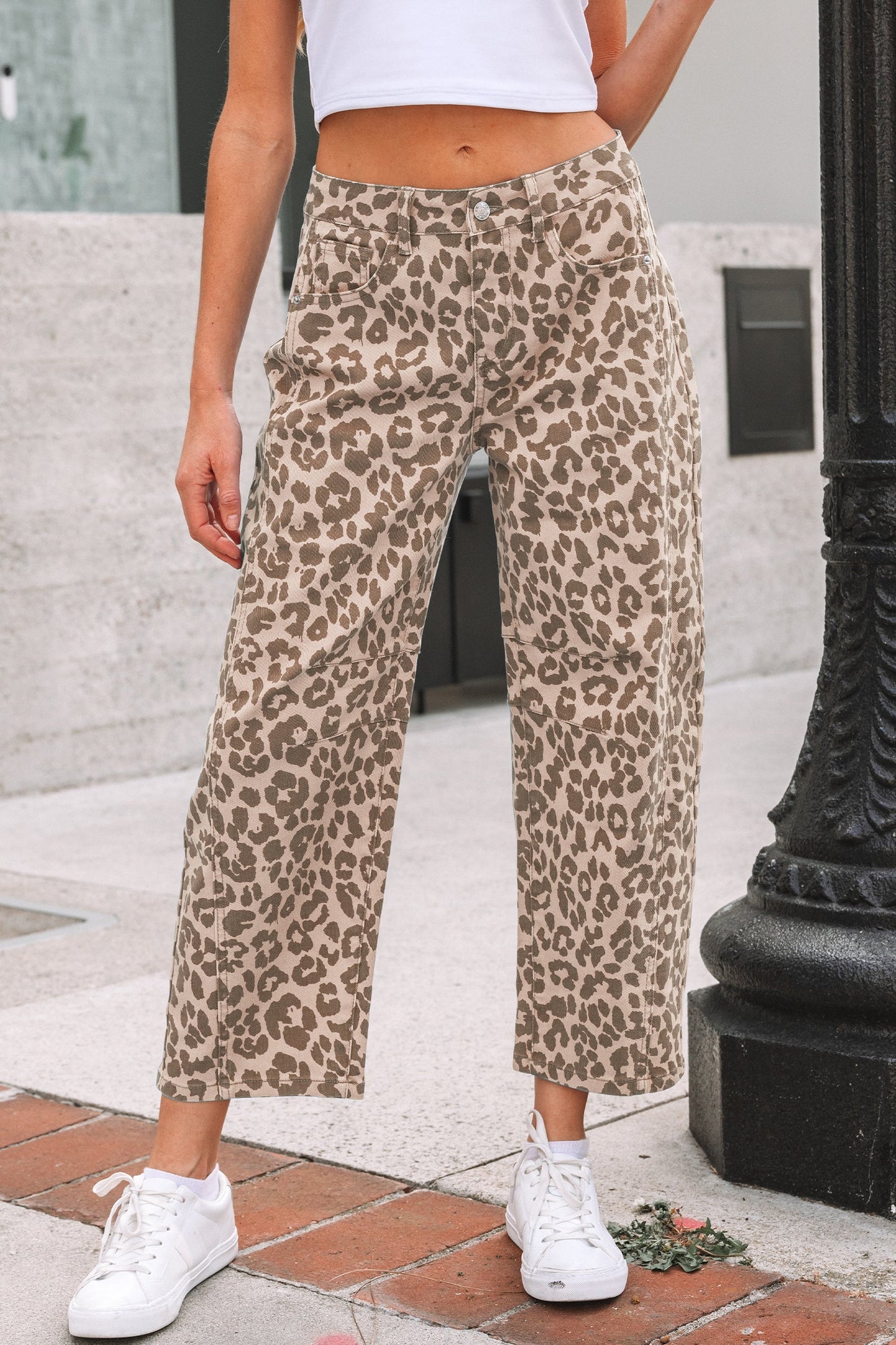 Wild Side Leopard Straight Leg Jeans – High Waist Western Fit