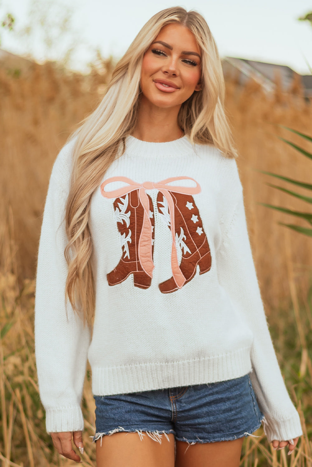 Cowgirl Boots Bow Sweater