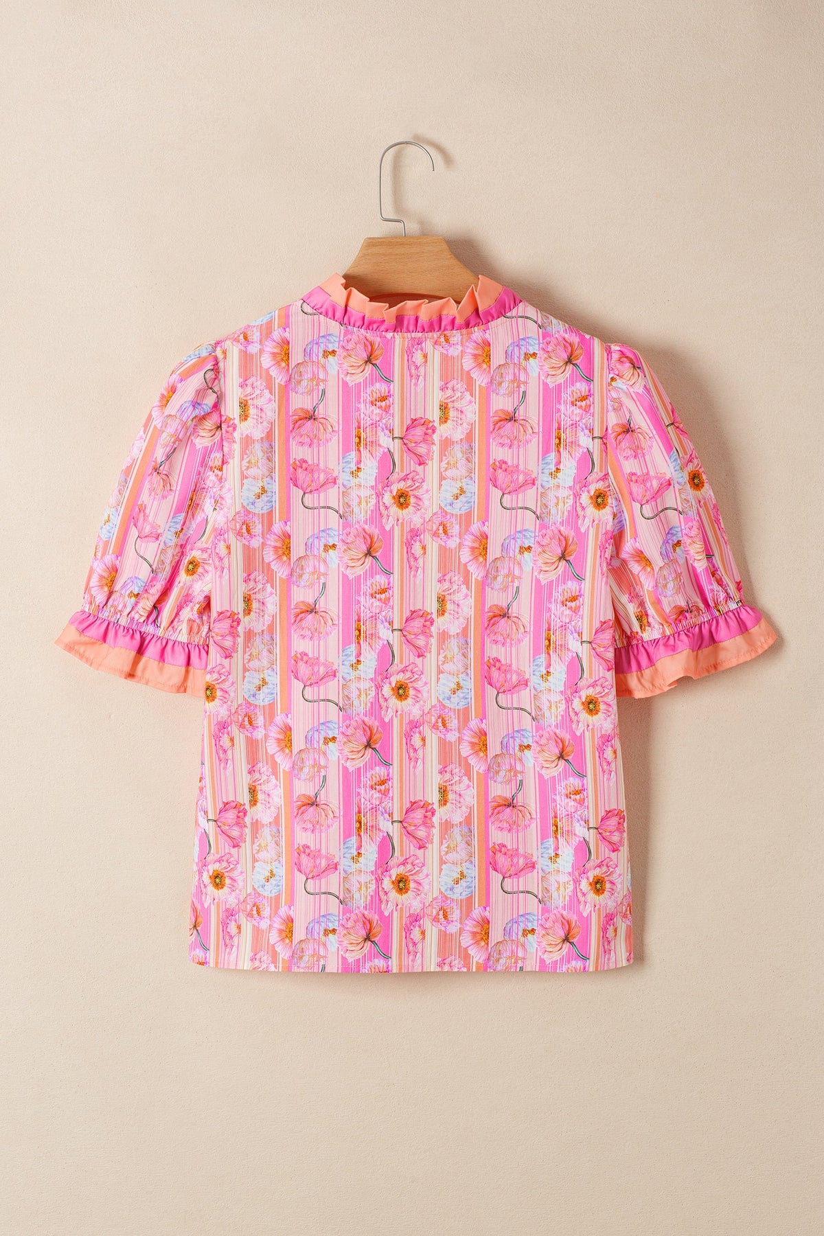 Pink Poppy Stripe V-Neck Blouse