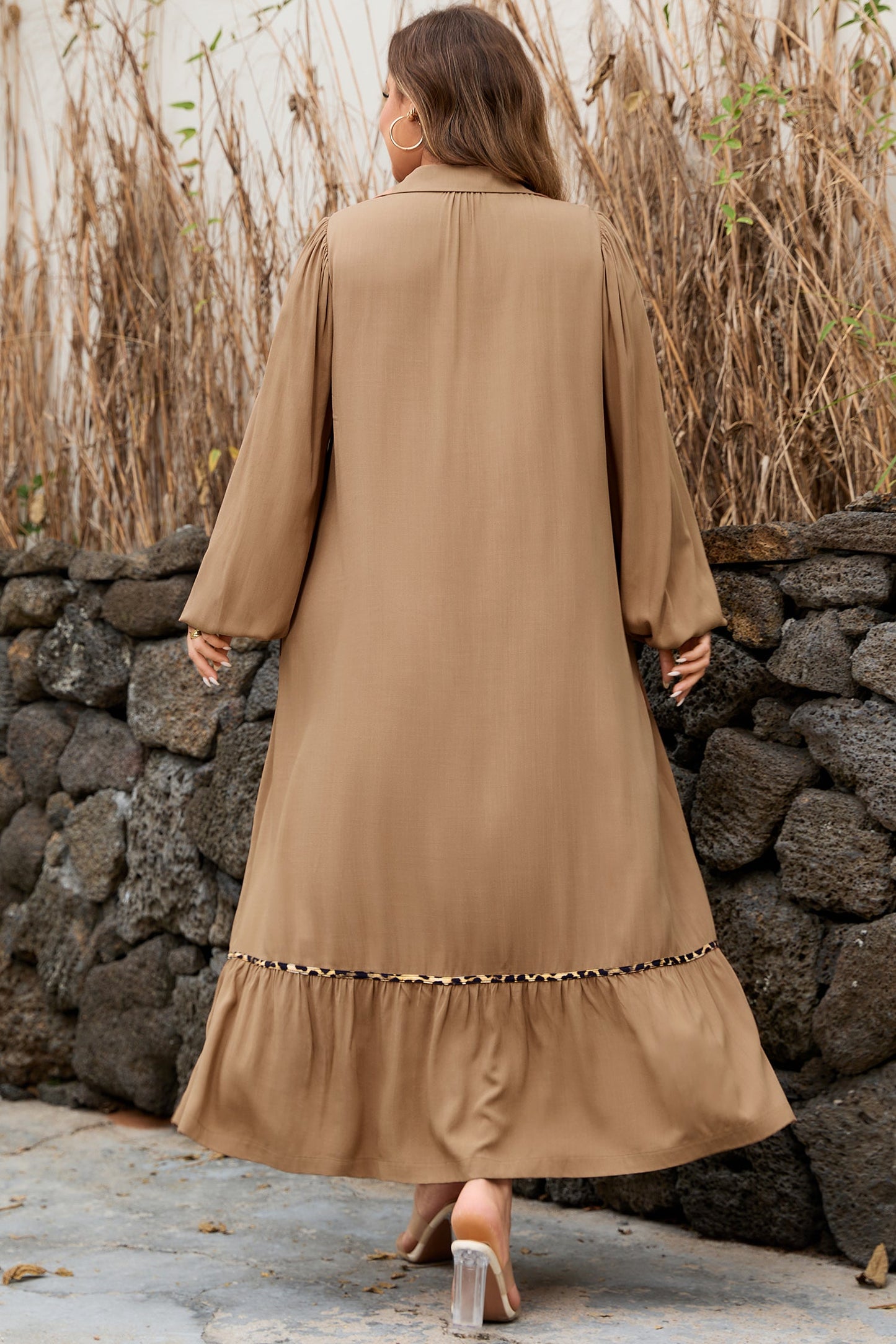 Wild Grace Leopard Trim Maxi Dress