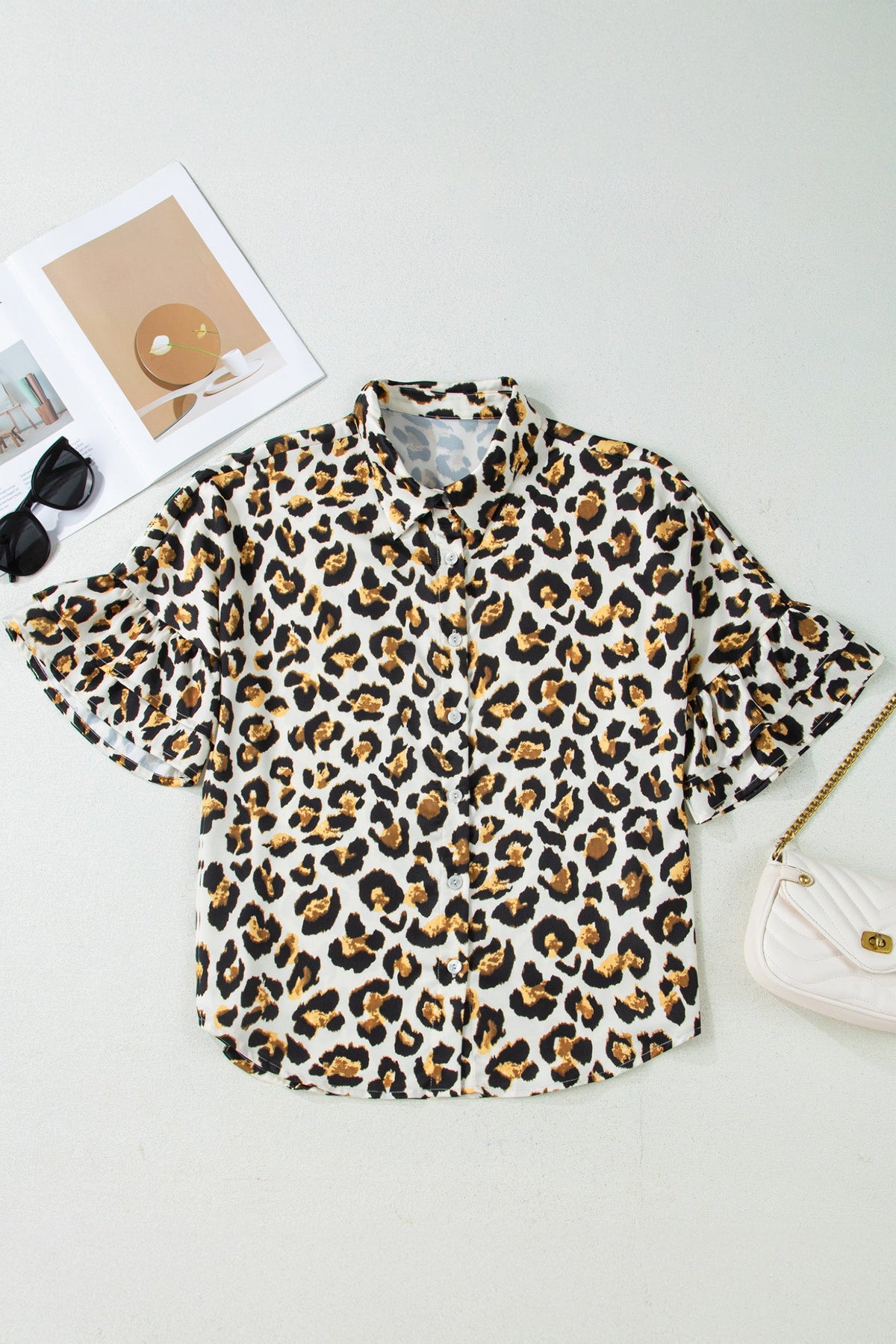 Untamed Charm Leopard Ruffle Blouse