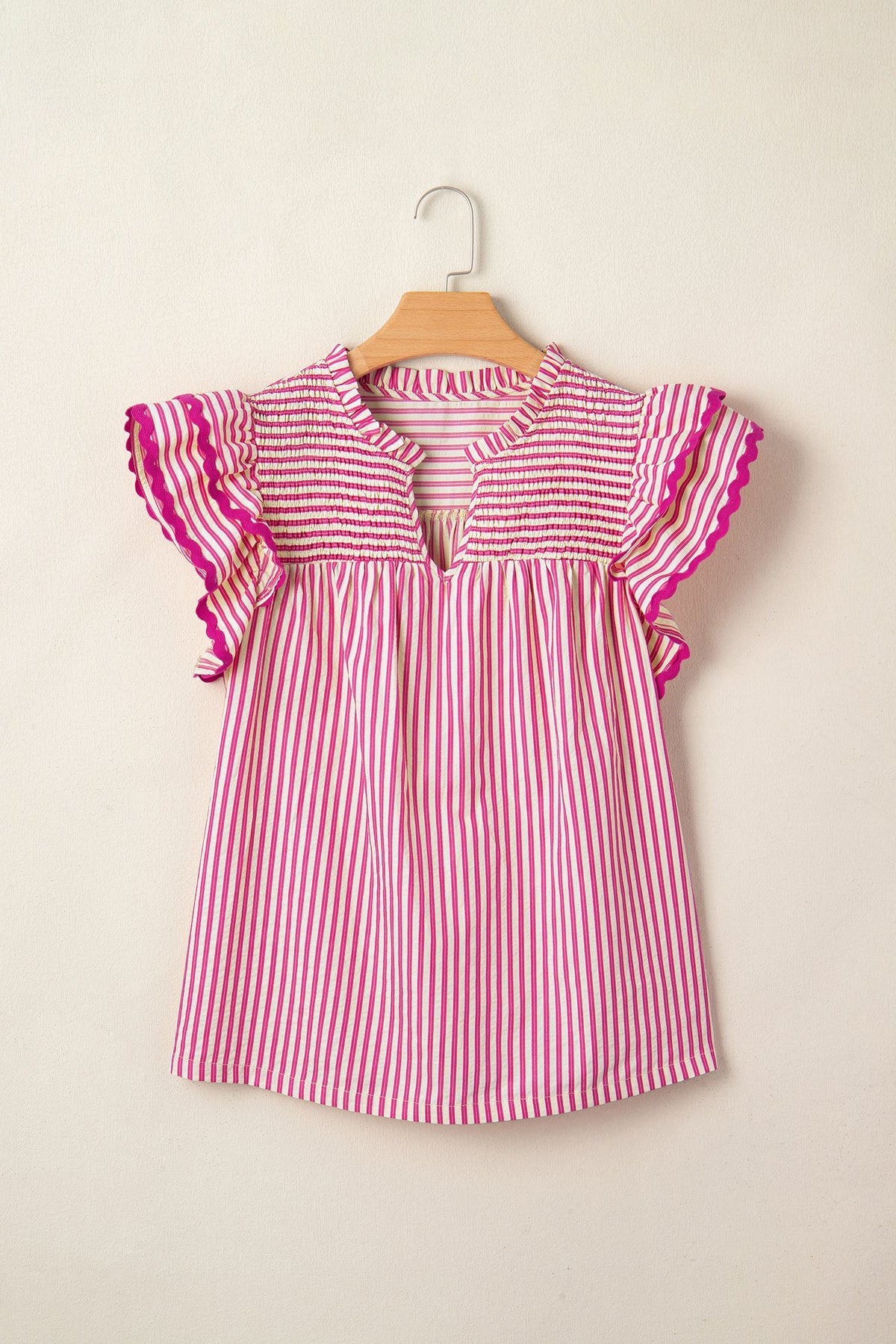 Pink Prairie Stripe Ruffle Blouse
