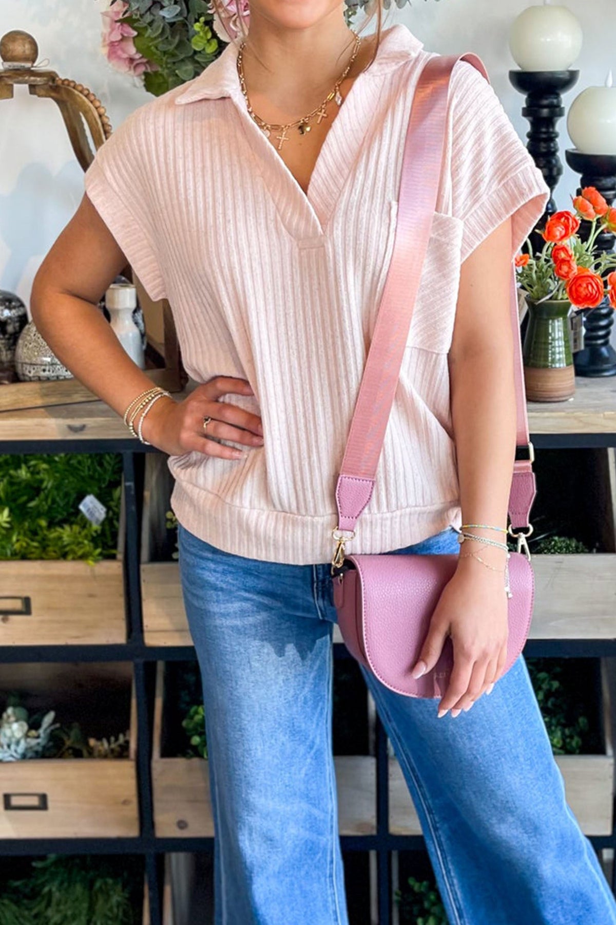 Easy Days Ribbed Collared Tee