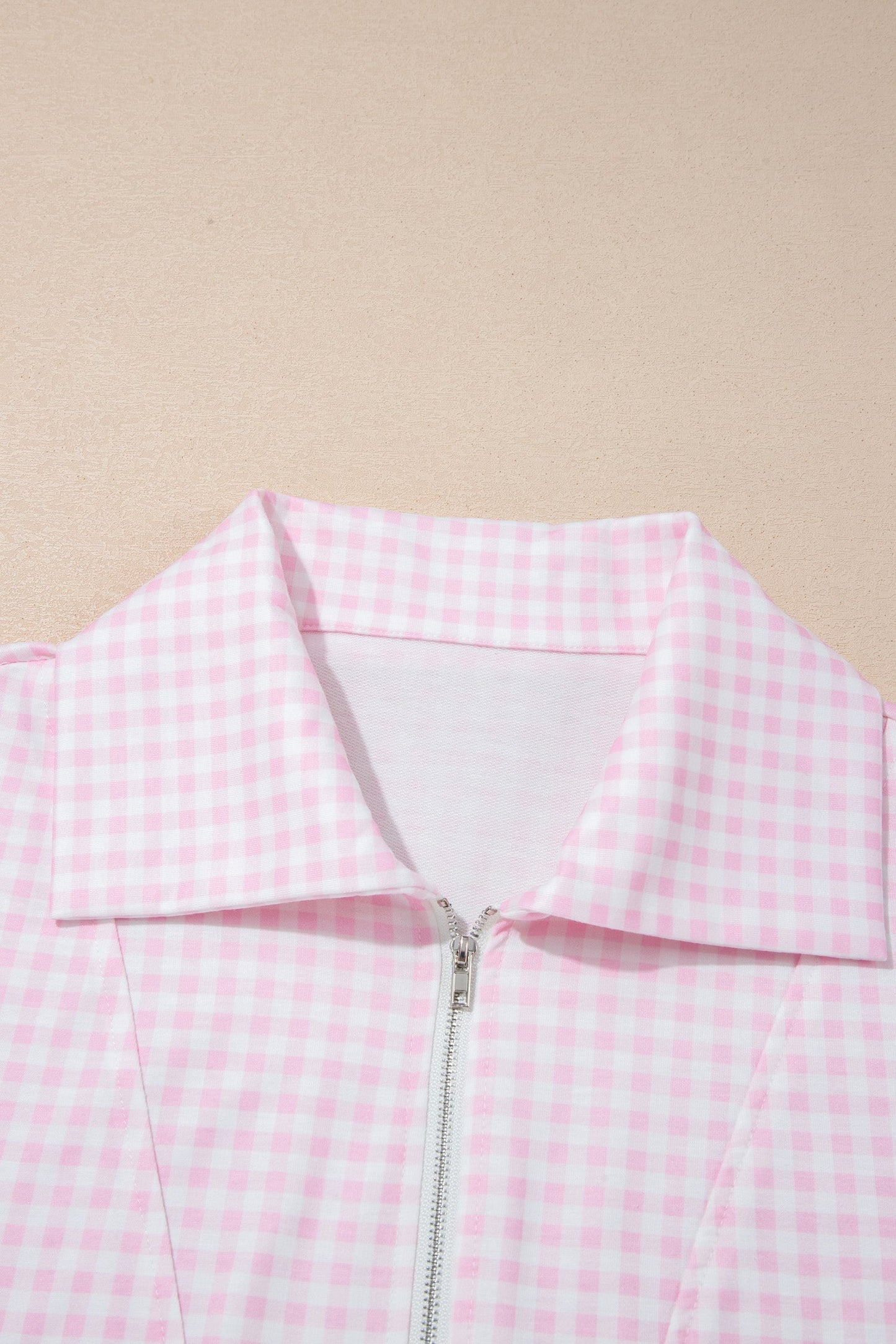 Gingham Half-Zip Top & Shorts Set