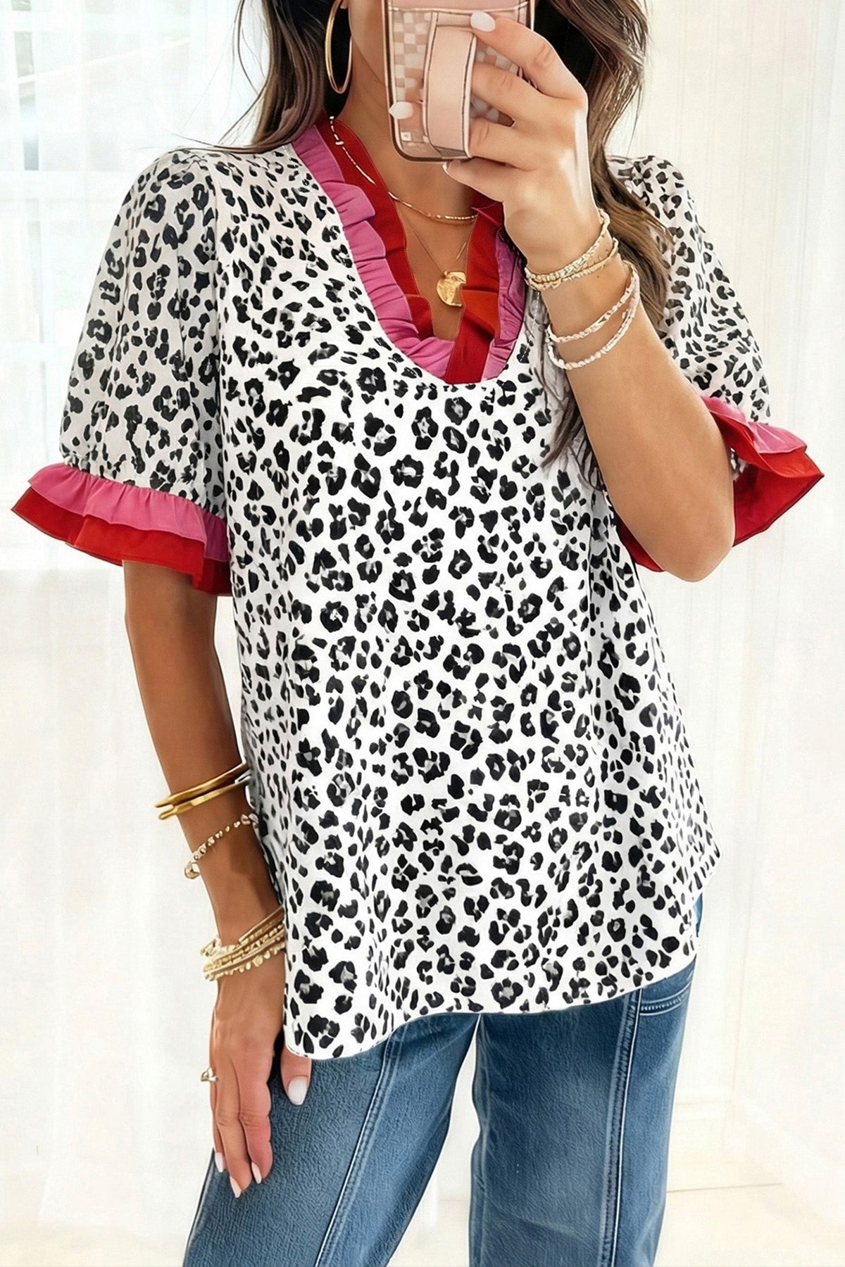 Wild Heart Ruffle Leopard Blouse