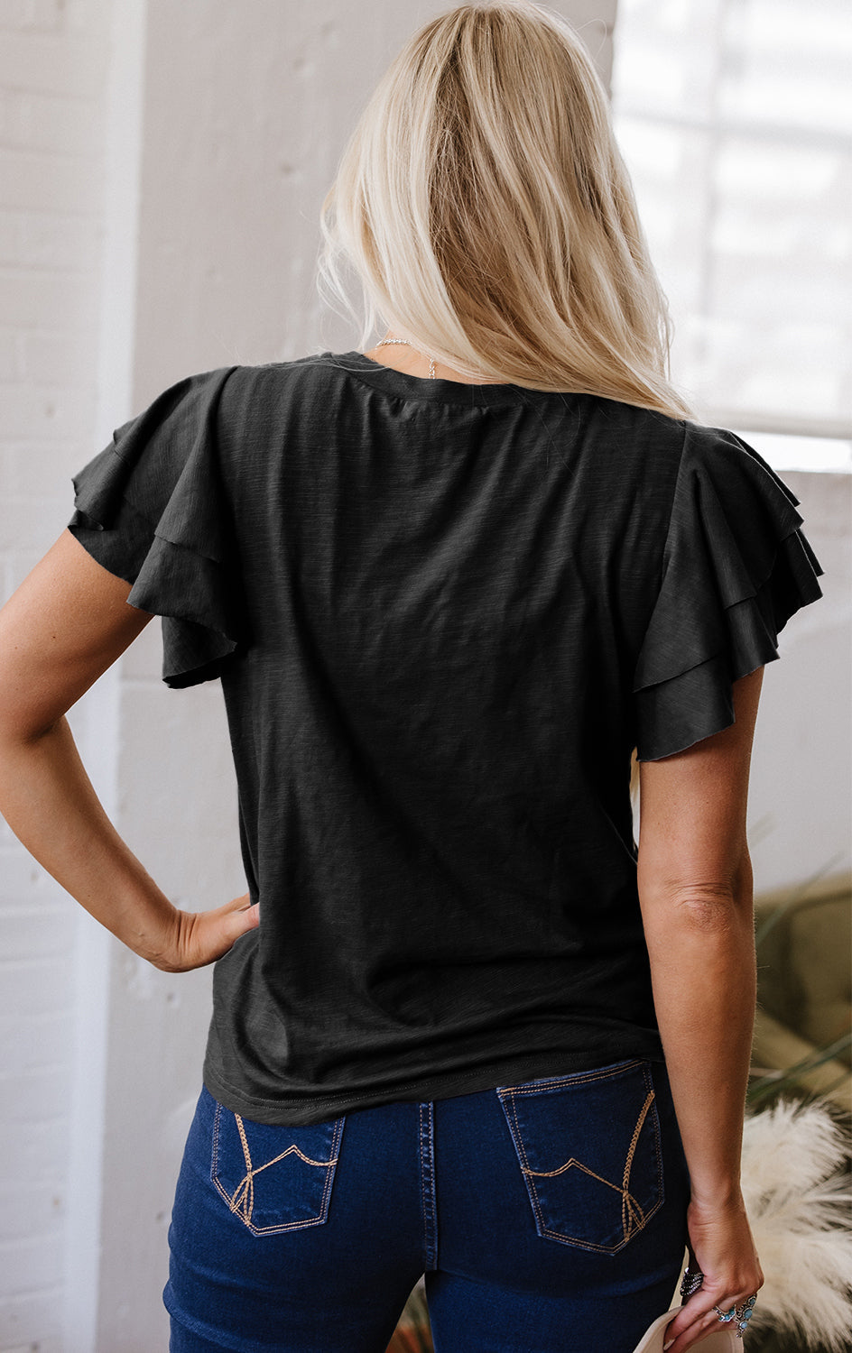 Everyday Ruffle Sleeve Knit Top