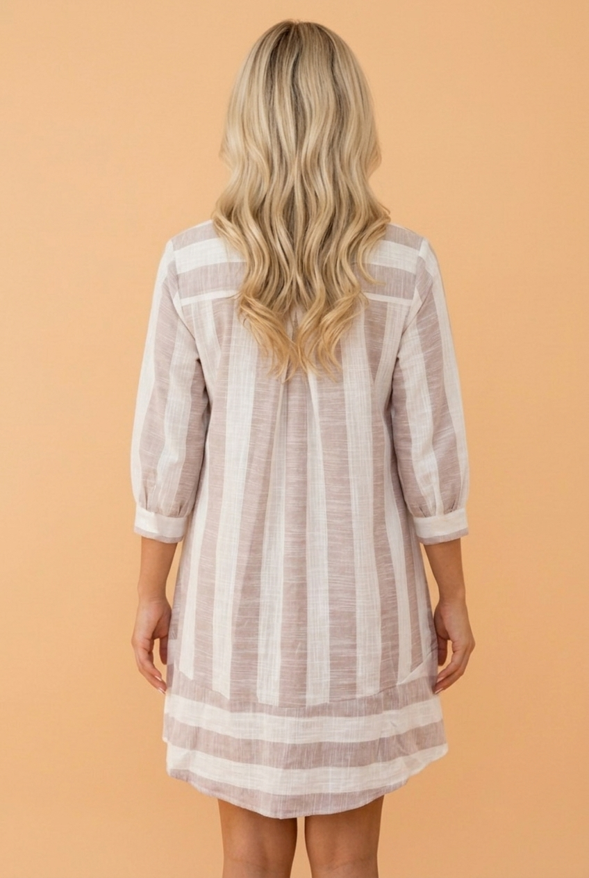 Sagebrush Stripe Button Front Mini Dress
