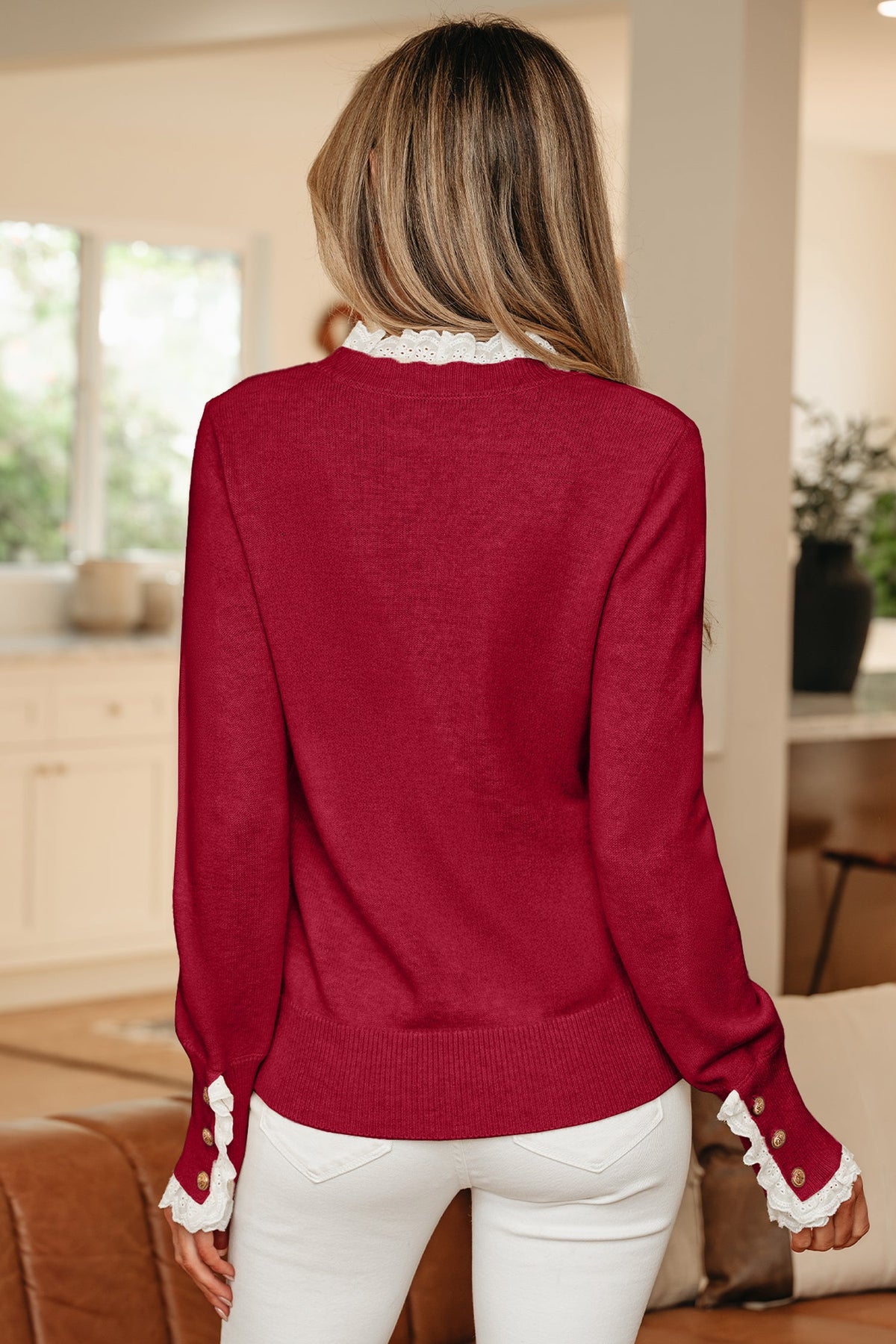 Southern Grace Lace-Trim Sweater