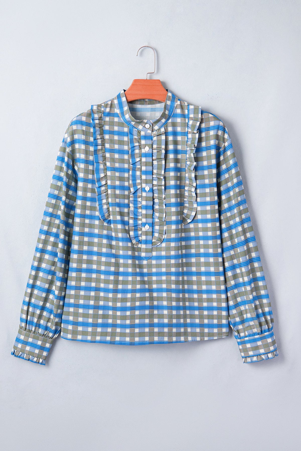Blue Ridge Gingham Ruffle Blouse