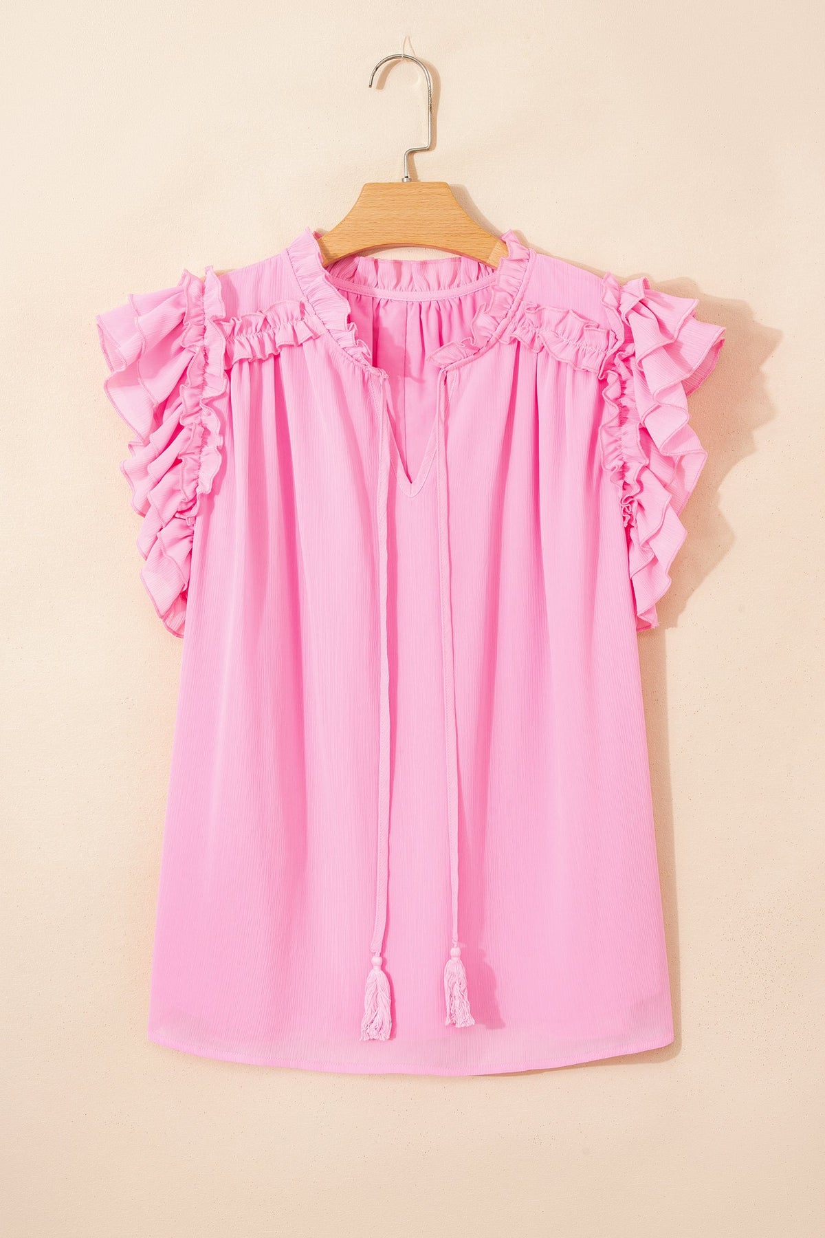 Pink Prairie Ruffle Tassel Blouse