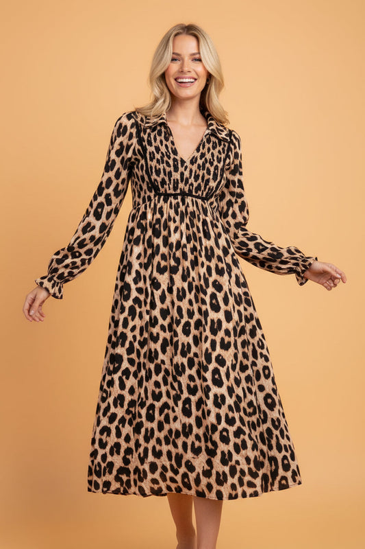 Wild Belle Leopard Midi Dress