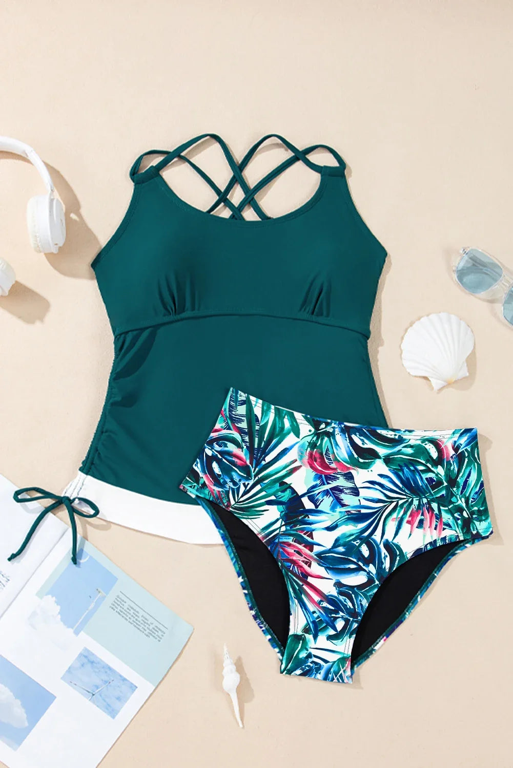 Coastal Escape High-Waist Tankini Set