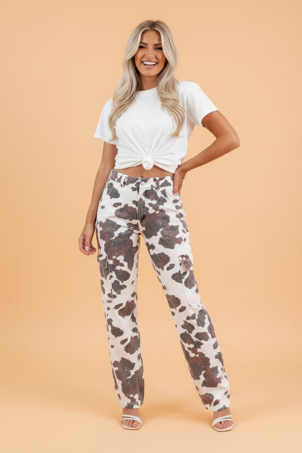 Wild Range Cow Print Straight Leg Jeans