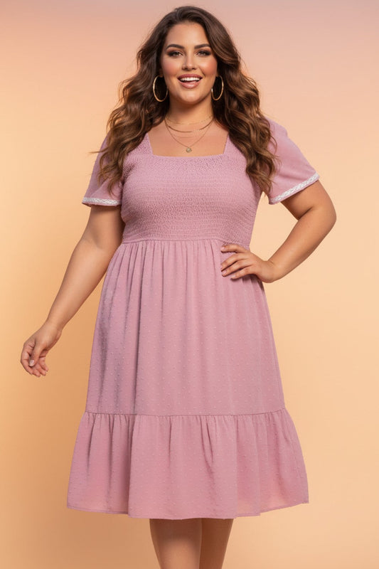 Dusty Rose Swiss Dot Midi Dress