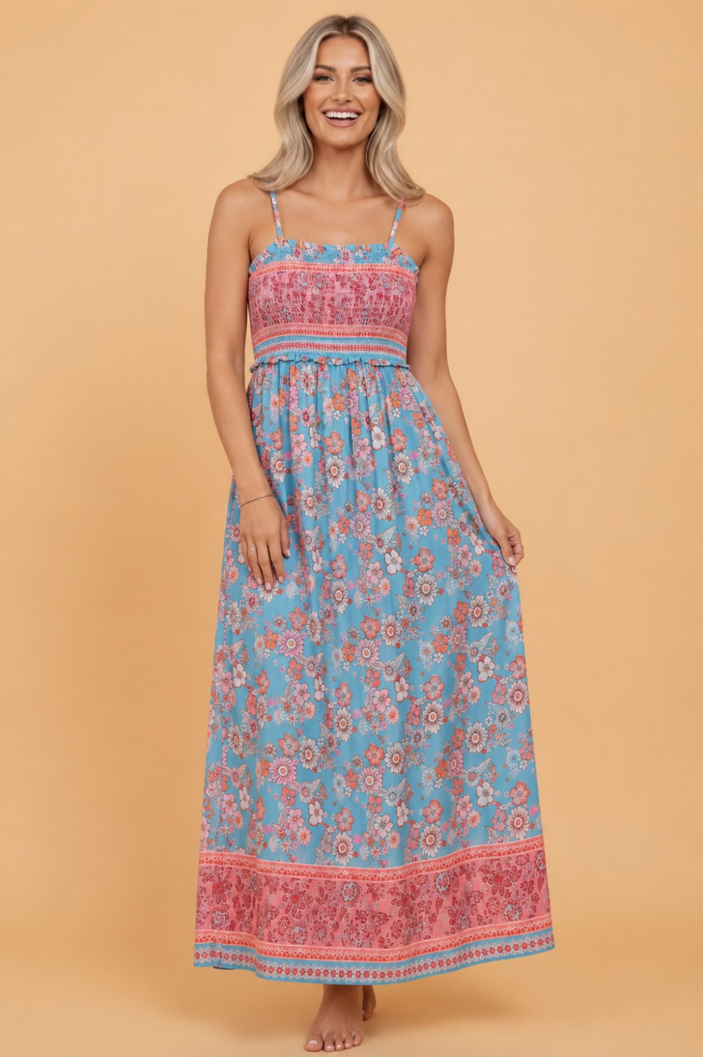 Desert Bloom Boho Maxi Dress