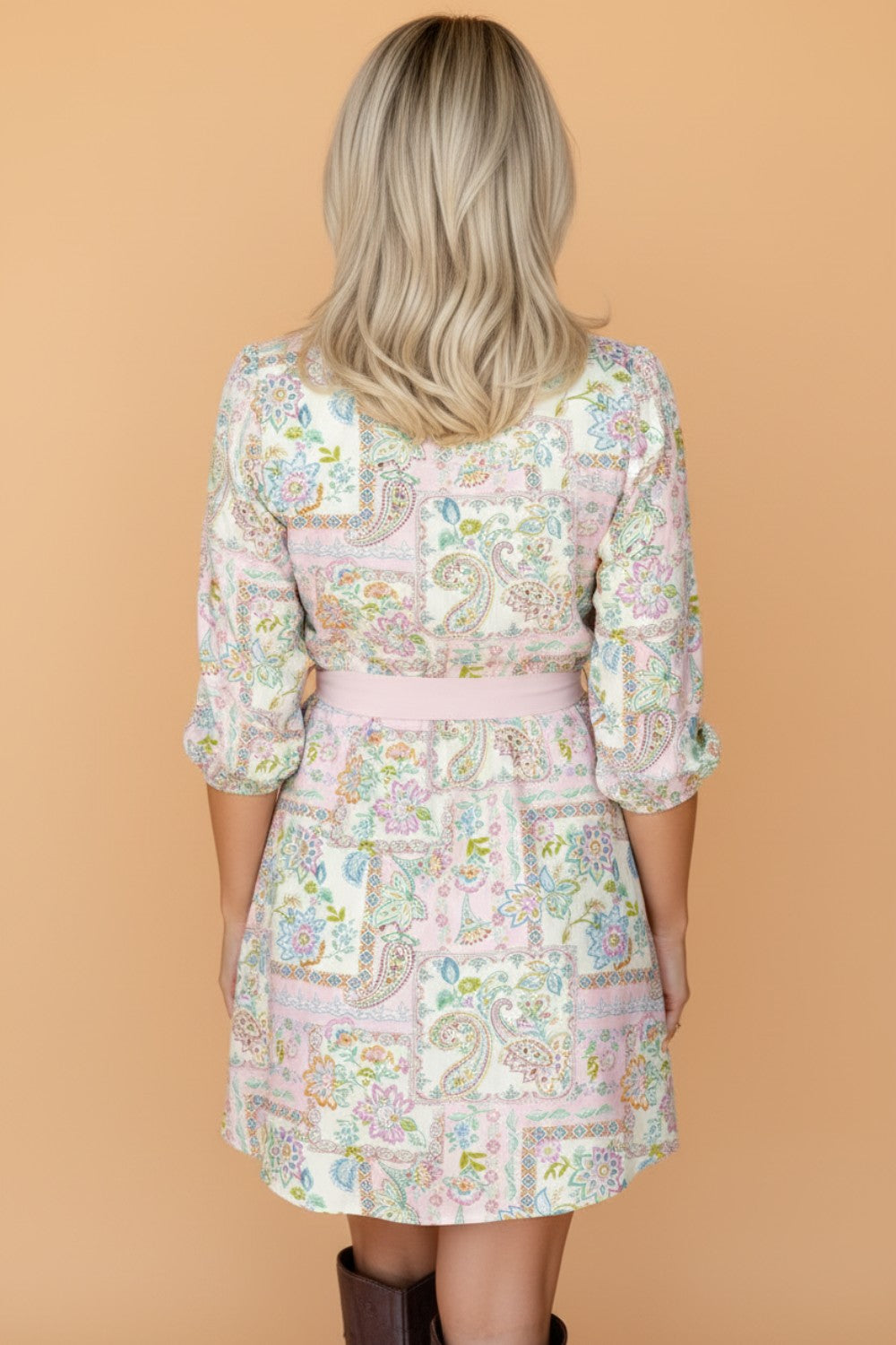 Rosewater Patchwork Mini Dress