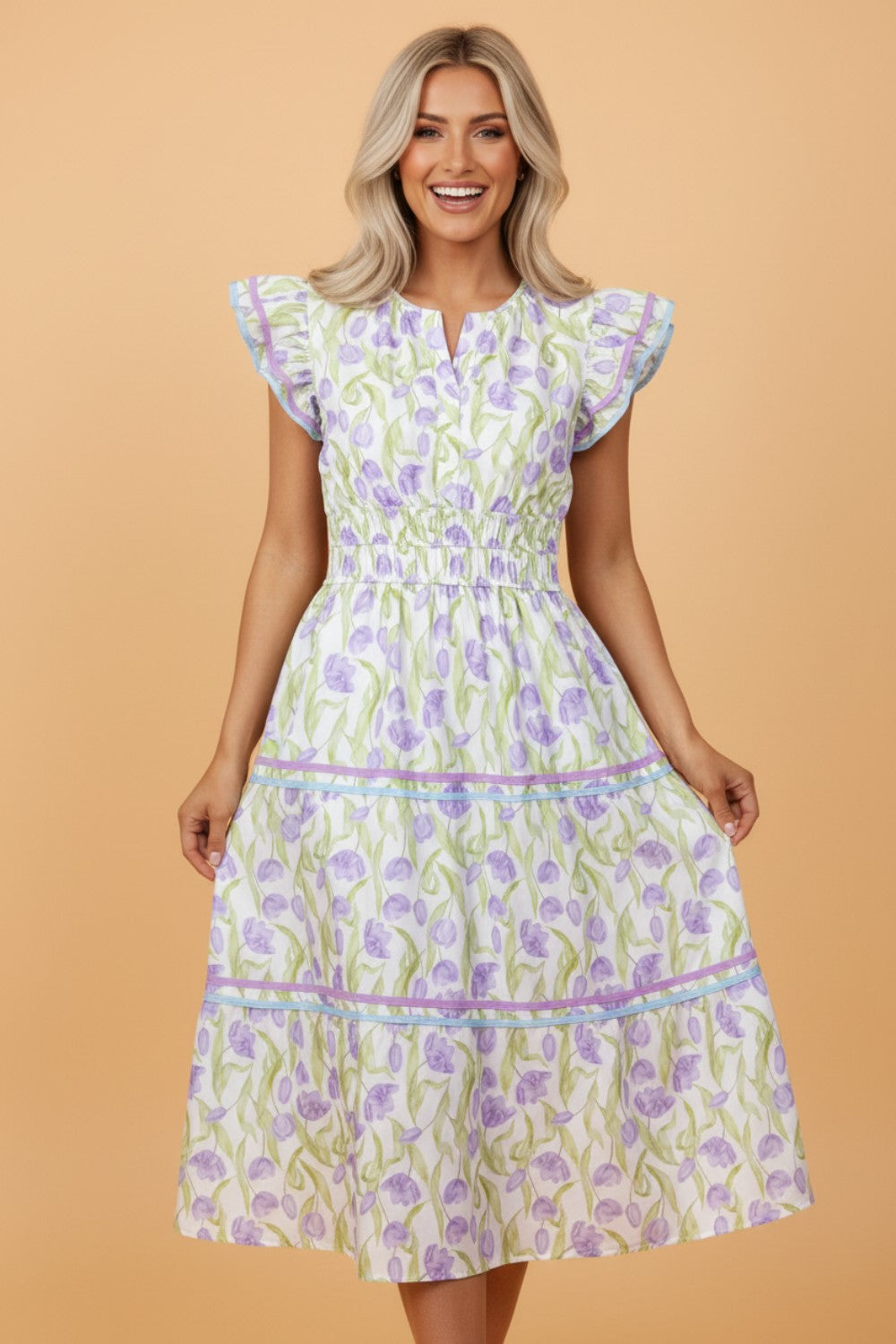 Lavender Fields Tulip Midi Dress