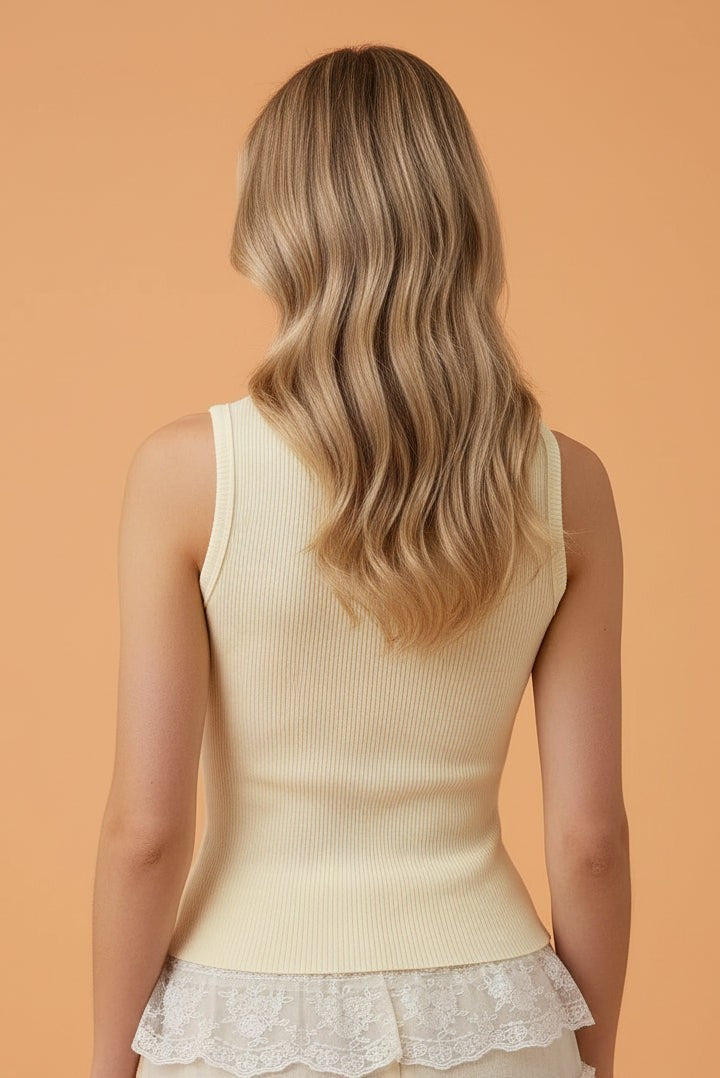 Sweet Lace Trim Ribbed Knit Tank