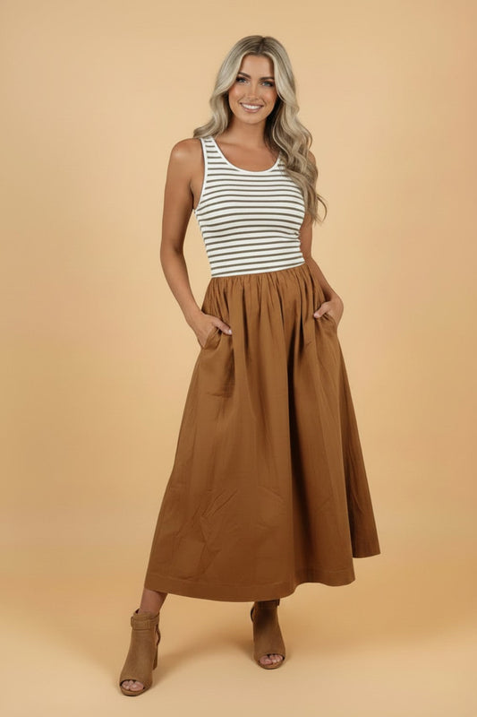 Sundown Stripe Patchwork Maxi Dress