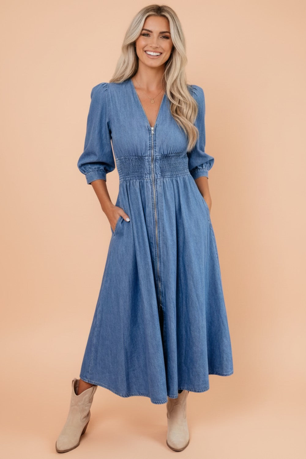 Blue Belle Denim Midi Dress