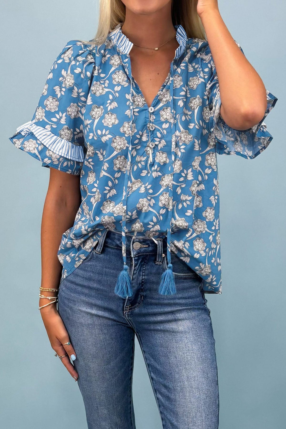 Bluebell Ranch Tie-Neck Blouse
