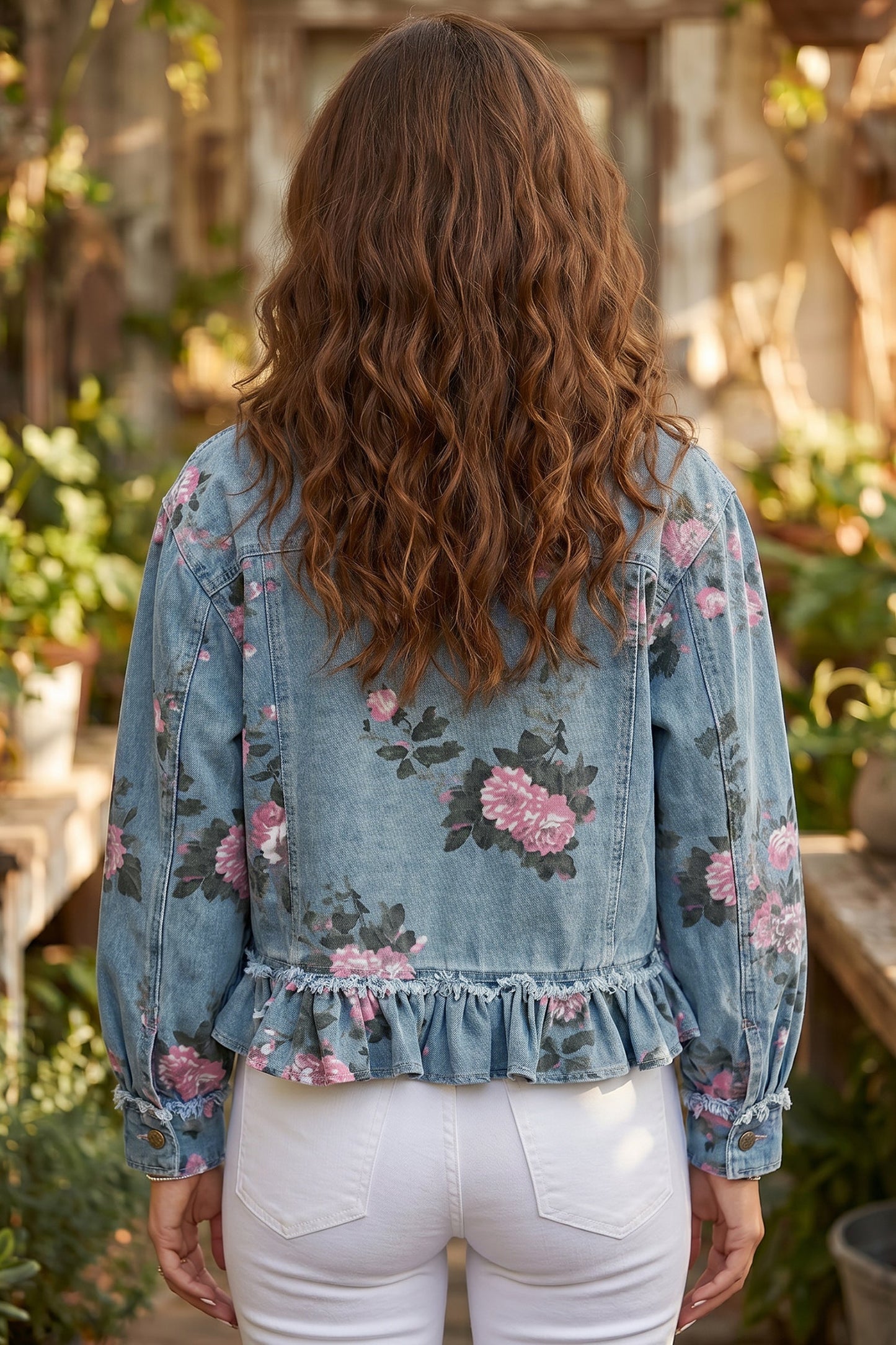 Wildflower Ruffle Denim Jacket