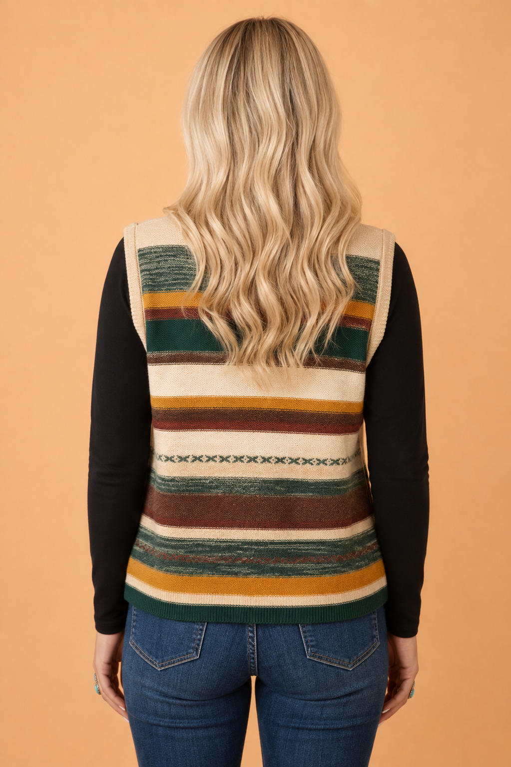 Sundown Stripe Button Front Sweater Vest